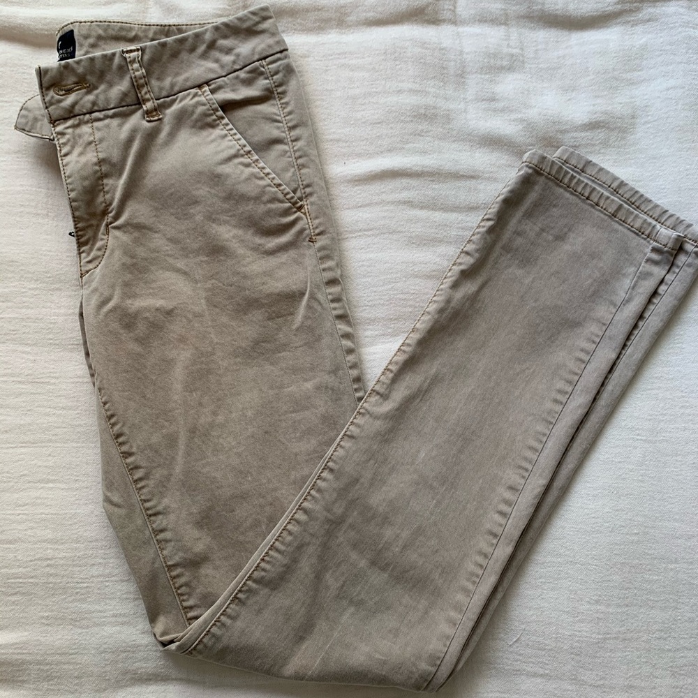 Khaki stretch fabric pants, size 8 Long